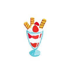 いちごパフェのシンプルな手書き風アイコンイラスト　白背景の切り抜き