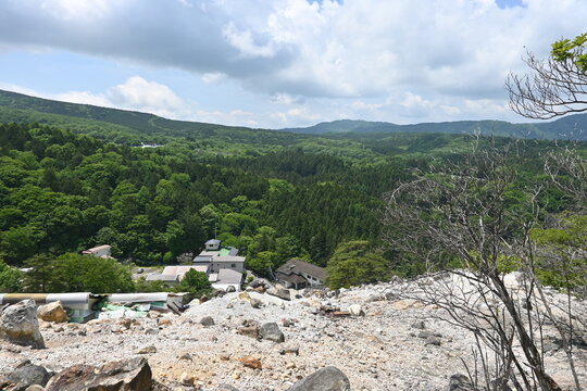 日本,山,栃木県,温泉,山肌,源泉,湯本