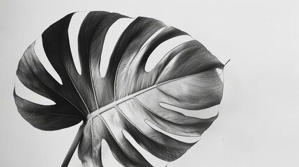Intricate black and white close-up of a monstera leaf's textured, veiny surface, showcasing nature's elegance in a purely abstract, high-contrast composition.