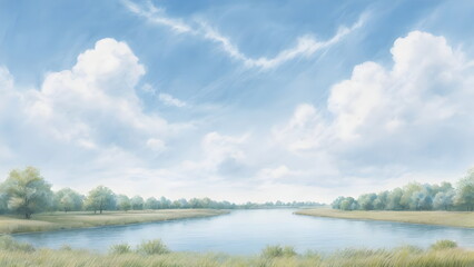 river and sky in summer