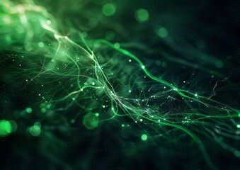 Abstract green light on black background