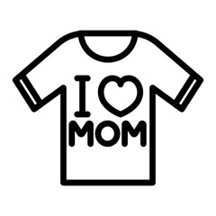 I love mom shirt line icon. Mothers day icon. Mother's day icon isolated on white background. Transparent background, minimalist symbol. Vector images
