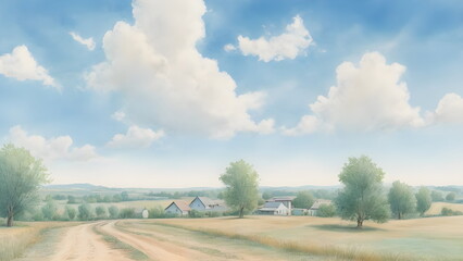 Obraz premium rural town in summer