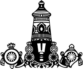 Vector drawing of Lord Tirupathi Balaji or Venkatachalapathi or Venkateshwara