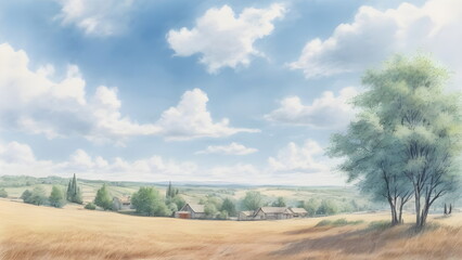 Obraz premium rural town in summer