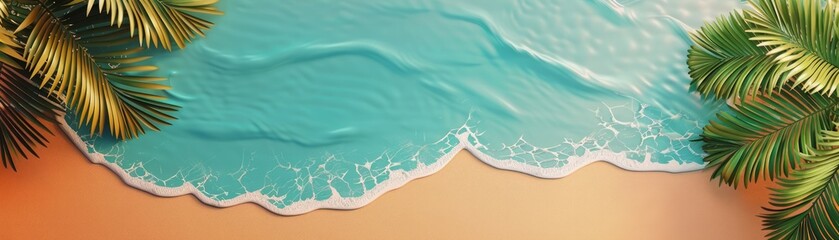 Obraz premium vibrant summer flat design top view tropical beach theme 3D render Triadic Color Scheme