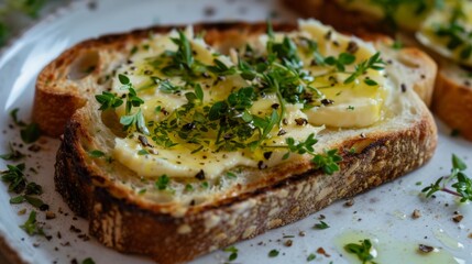 Toast with butter and herbs