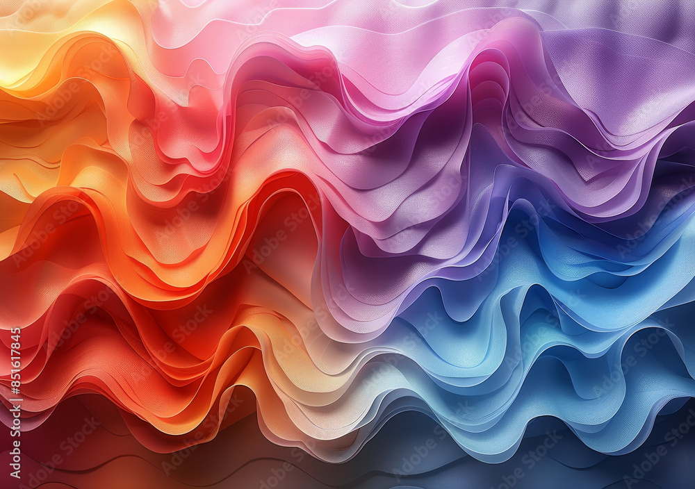 Poster vibrant abstract spectrum waves background with flowing colorful layers creating a hypnotic and mesm