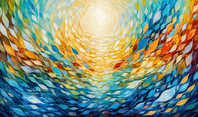 Abstract Swirling Fractal Vortex of Color