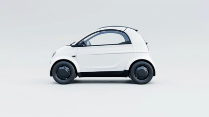 3D rendering - illustration of white city car on white background