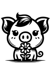 Pig SVG, Farm Animals SVG, Kunekune Pig, Farm Life SVG, Village SVG, Cow SVG, Pig Silhouette, Pig Vector, Clipart, Cut file for Cricut, SVG, JPG, PNG