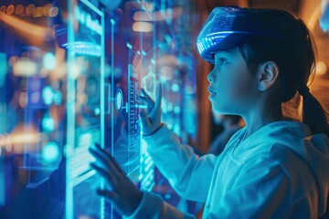 Girl in the cyber age are studying at hitech school