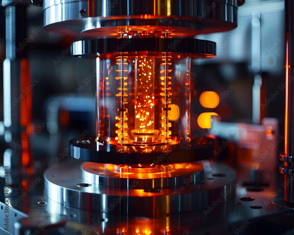 Poster glowing quantum bits in a high tech research laboratory exploring the frontiers of computational pow