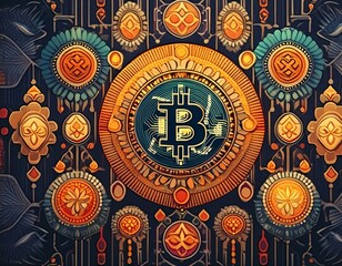 bitcoin coin exploding on gold solid background, concept for crypto currency and finances