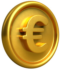 Obraz premium Gold euro coin facing right 3d illustration render 