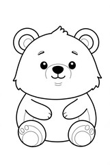 Fototapeta premium Cute bear sitting Kids and adults coloring page book art, black and white line art