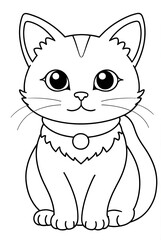 Obraz premium Cute cat sitting Kids and adults coloring page book art, black and white line art