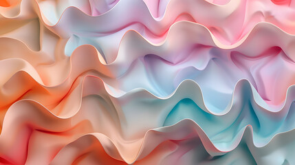 Obraz premium Abstract geometric patterns of voluminous folded 3d waves in dusty pastel colours