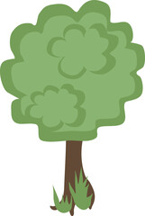 Drawing green tree isolated on white background. Vector Illustration.
