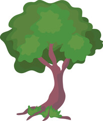 Drawing green tree isolated on white background. Vector Illustration.