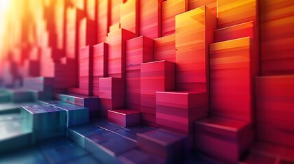 An abstract background with parallelograms stacked to create a cascading effect, vivid colors, hd quality, digital art, high contrast, geometric design, modern aesthetic, artistic abstraction