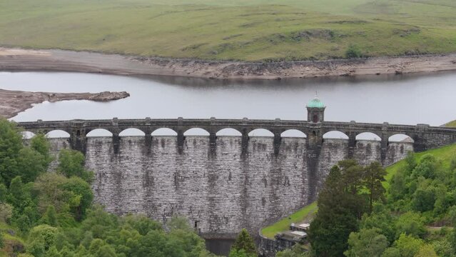Aerial view of the Craig Goch Dam in Elan Valley, Wales