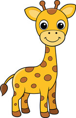 Cute Giraffe Cartoon Vector icon illustration On White Background.