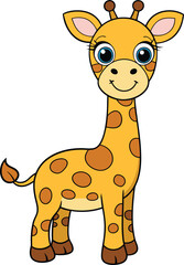 Cute Giraffe Cartoon Vector icon illustration On White Background.