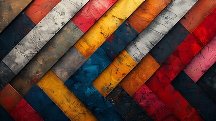 Woven parallelograms in a textile-inspired design, bright and bold colors, hd quality, digital illustration, geometric precision, high contrast, modern design, artistic composition