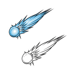Comet drawing with line art style. Simple design outline style. Easy to edit. Vector illustration