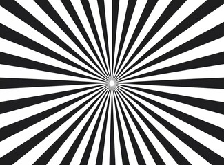 Symmetrical black and white rays fan out from a central point, creating a sharp, flat design, perfect for comic book explosions or ad visuals