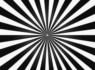 Symmetrical black and white rays fan out from a central point, creating a sharp, flat design, perfect for comic book explosions or ad visuals