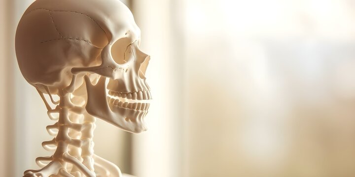 Bone density loss from decreased estrogen levels leading to faster deterioration. Concept Osteoporosis, Menopause, Estrogen deficiency, Bone health, Aging concerns