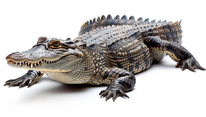 Naklejka premium photo of a crocodile isolated on white background