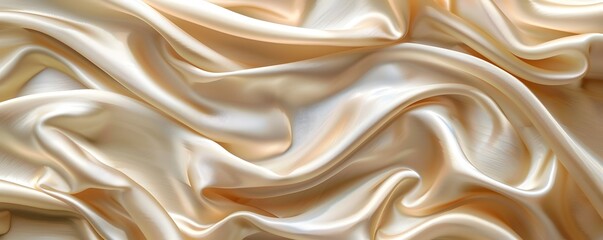 Obraz premium Elegant Satin Fabric Folds in Creamy Ivory Tones Ideal for Wedding or Fashion Backgrounds