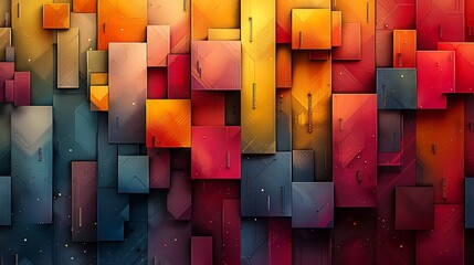 Parallelograms stacked for a cascading effect, bright and bold colors, hd quality, digital illustration, geometric precision, high contrast, modern design, artistic composition, elegant simplicity 