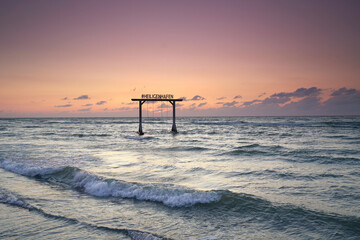 a wooden swing on the beach of Heiligenhafen on Baltic Sea