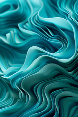 Obraz premium abstract wallpaper, vibrant teal waves with intricate folds, dynamic and fluid, vertical monitor
