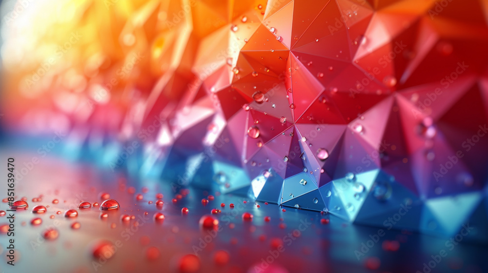 Poster abstract rainbow background consisting of colored triangles.