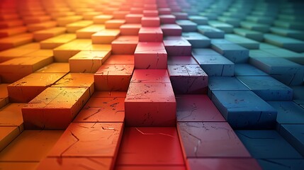 Stacked trapezoids creating a pyramid effect, bright and bold colors, hd quality, digital illustration, geometric precision, high contrast, modern design, artistic composition, elegant simplicity 