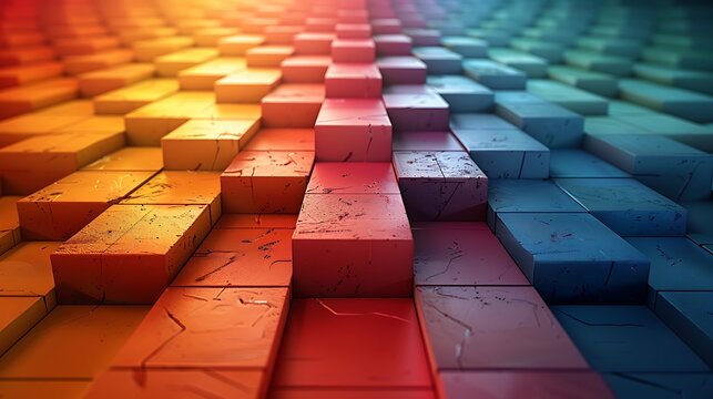 Stacked trapezoids creating a pyramid effect, bright and bold colors, hd quality, digital illustration, geometric precision, high contrast, modern design, artistic composition, elegant simplicity 