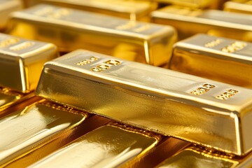Rows of Shiny Gold Bars for Investment