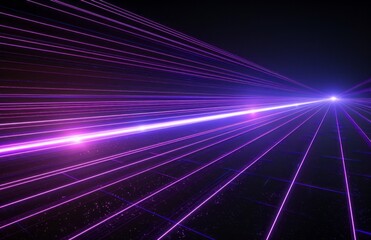 Black background, purple and blue laser beams, laser beam is very thin and long