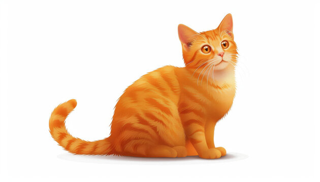 cute ginger cat sitting. cartoon illustration on white background. design for kids and children book cover