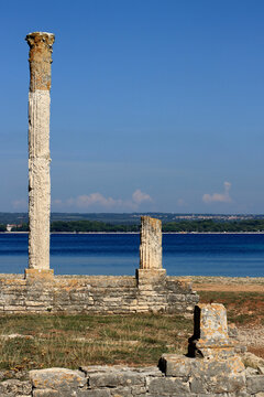 Roman pilars in the lovely Verige bay, N.P. Brioni, Croatia