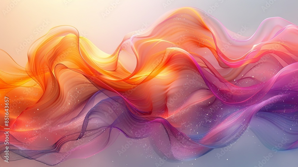 Poster abstract art depiction of colorful waves blending with a smooth gradient and a sense of motion