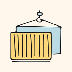 the package. box. delivery. unloading. to the door. mail. worldwide delivery. sender. recipient. purchase. online store. to send. receive. vector illustration. color background. flat style. doodle. 