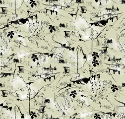 Abstract brush effect pattern. Seamless backdrop.