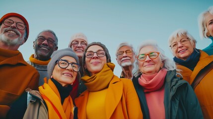 Diverse group of people standing, unity in diversity concept.
