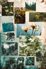 A collage of pictures of flowers and trees